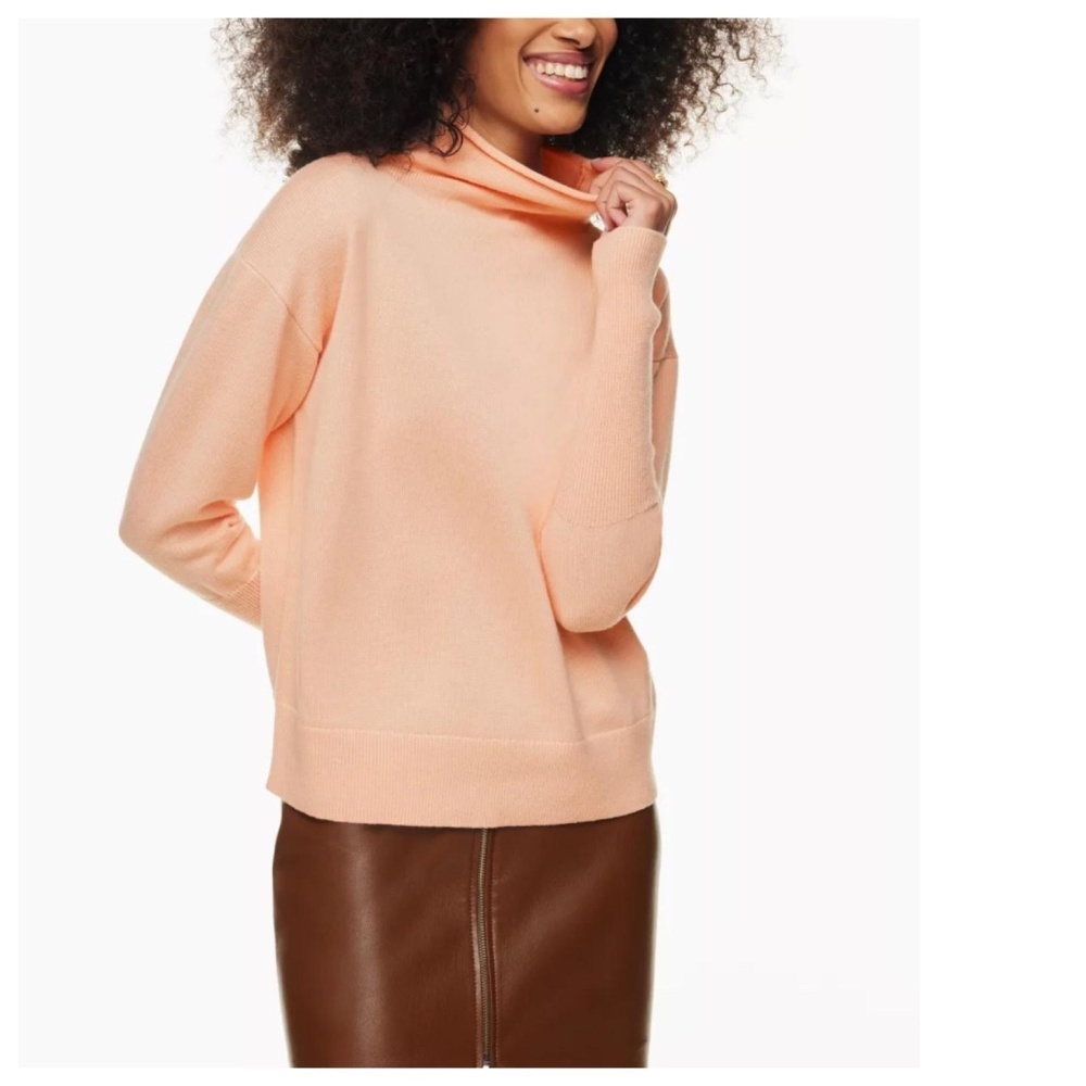 WILFRED Cyprie Women’s M Peach Turtleneck Merino Wool Cotton Relaxed